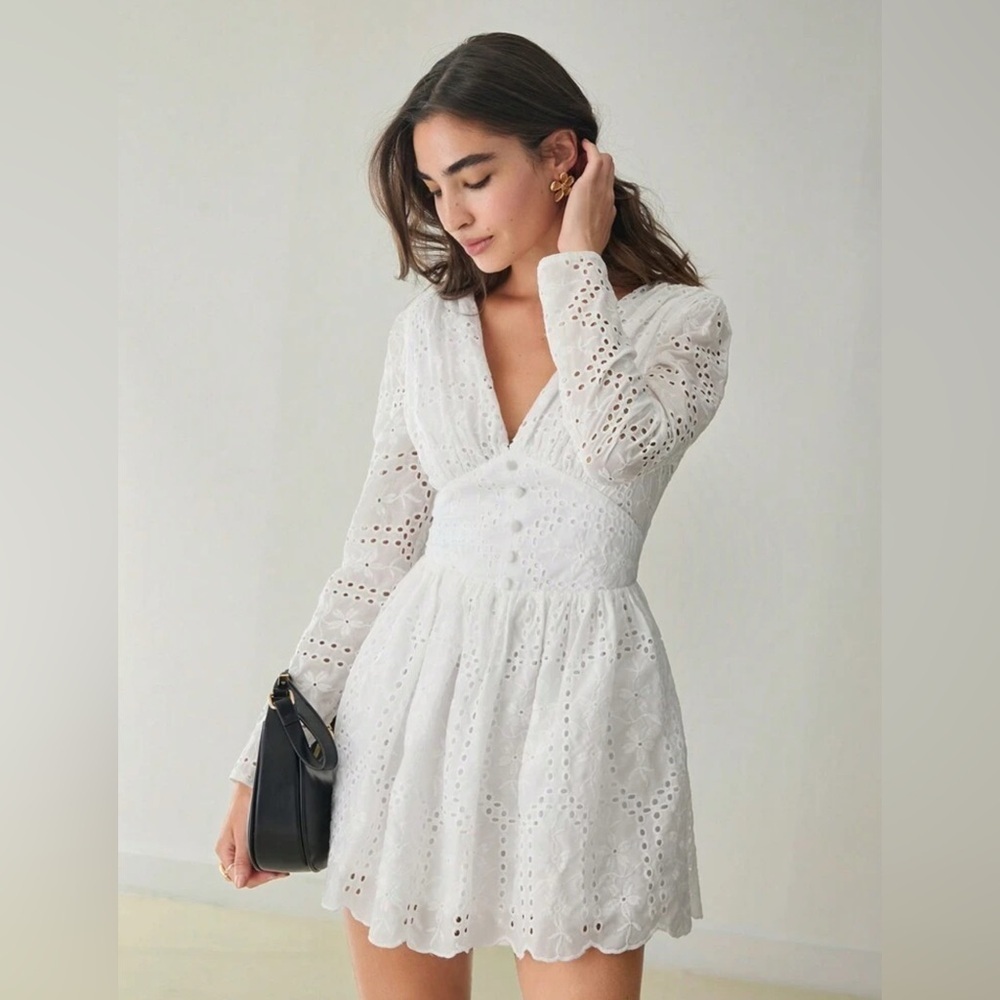 Never Worn Elegant White Eyelet Dress